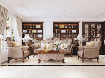  Thiết kế nội thất phòng khách biệt thự Phổ Quang