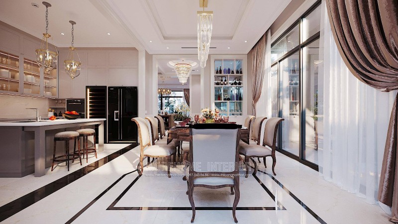 Thiết kế nội thất biệt thự ciputra tân cổ điển