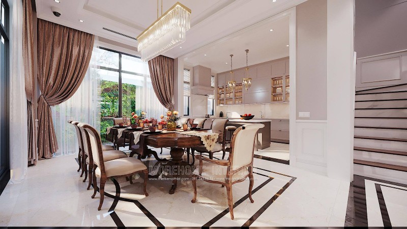 Thiết kế nội thất biệt thự ciputra tân cổ điển