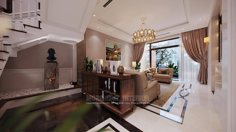 Thiết kế nội thất biệt thự ciputra tân cổ điển