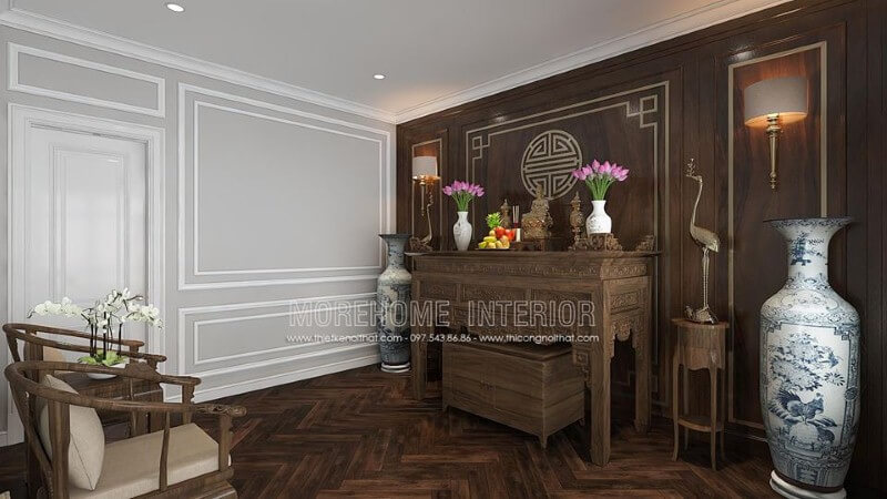 Trang trí phòng thờ gỗ óc chó đẹp cho nhà chung cư cao cấp, nhà phố, biệt thự. thiết kế biệt thự