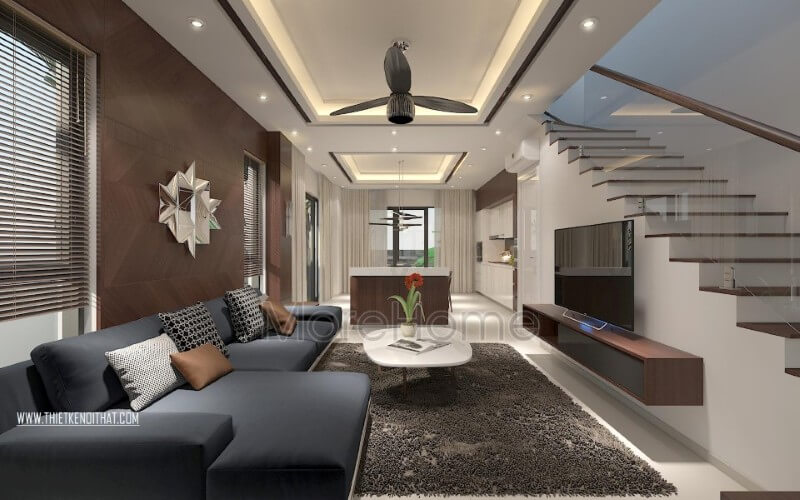 Thiết kế biệt thự Vinhomes Thăng Long hiện đại, đơn giản, không chú trọng đến các nét trạm khắc tinh xảo mà tập trung nhiều hơn vào sử dụng công năng sử dụng mang đến sự thuận tiện cho gia chủ Thiết kế biệt thự