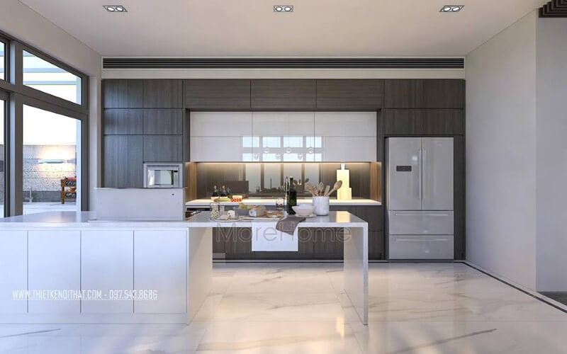 Trang trí nội thất phòng bếp hiện đại, đẹp, sang trọng cho nhà phố, biệt thự. thiết kế biệt thự