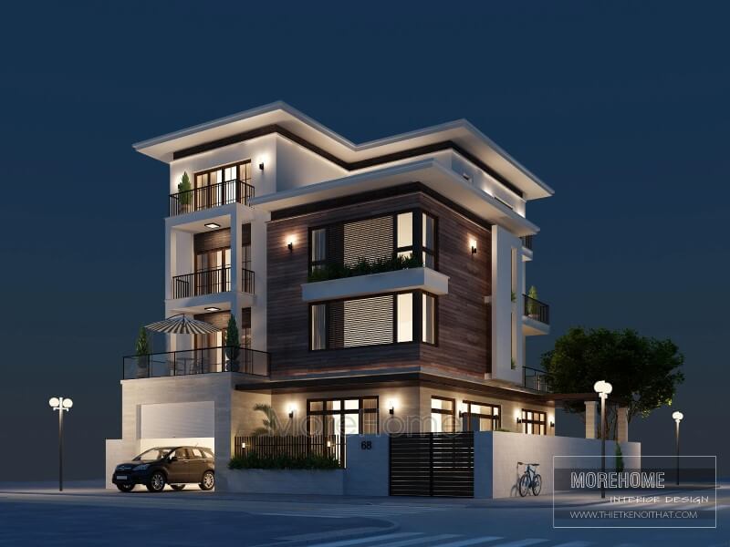 Công trình thiết kế kiến trúc biệt thự hiện đại 4 tầng đẹp sang trọng tại Nam Định thiết kế biệt thự