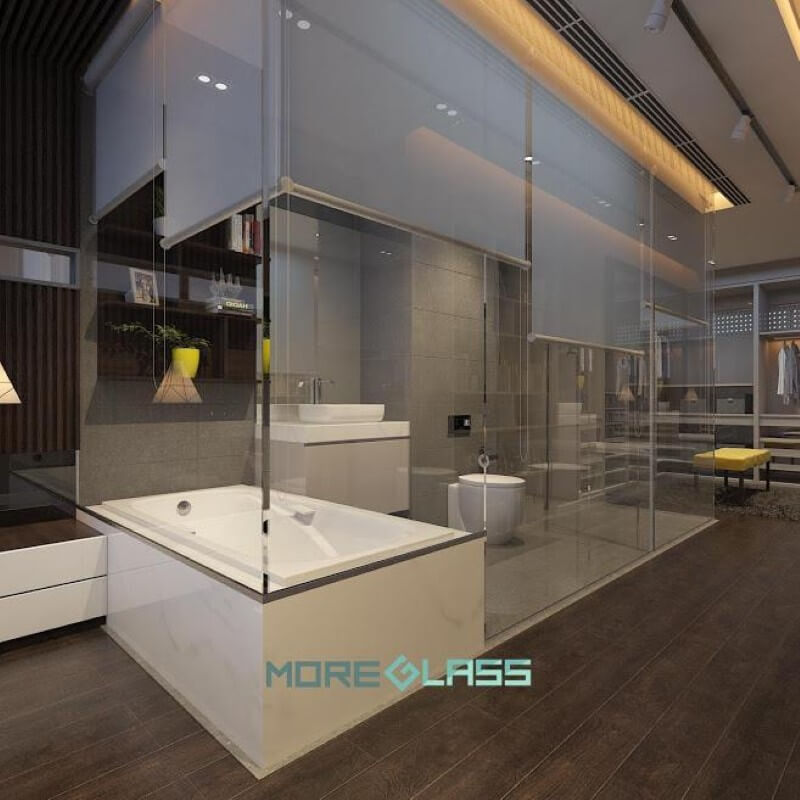 Thiết kế phòng tắm chung cư, biệt thự cao cấp với kính cường lực an toàn mang phong cách sang trọng Thiết kế phòng tắm biệt thự