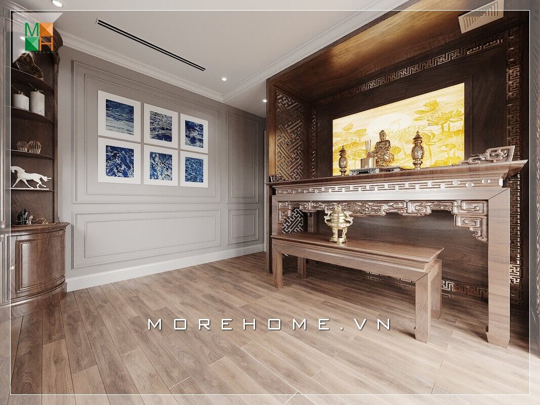 Mẫu thiết kế nội thất phòng thờ gia tiên đẹp và sang trọng cho biệt thự, nhà phố, chung cư. Phòng thờ biệt thự