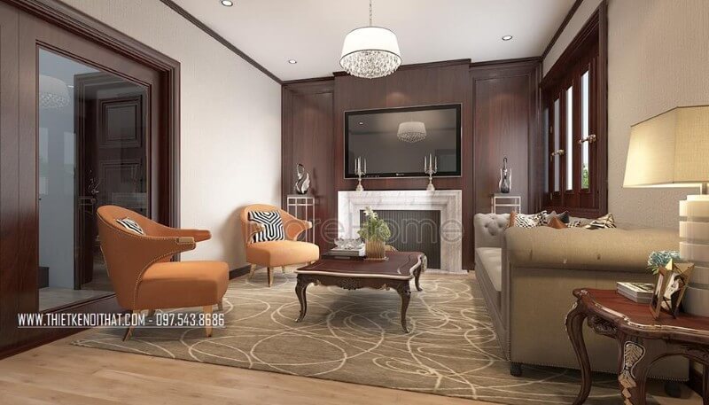 Mẫu thiết kế nội thất biệt thự tân cổ điển nhẹ nhàng và ấn tượng tại Bắc Ninh thiết kế biệt thự tân cổ điển
