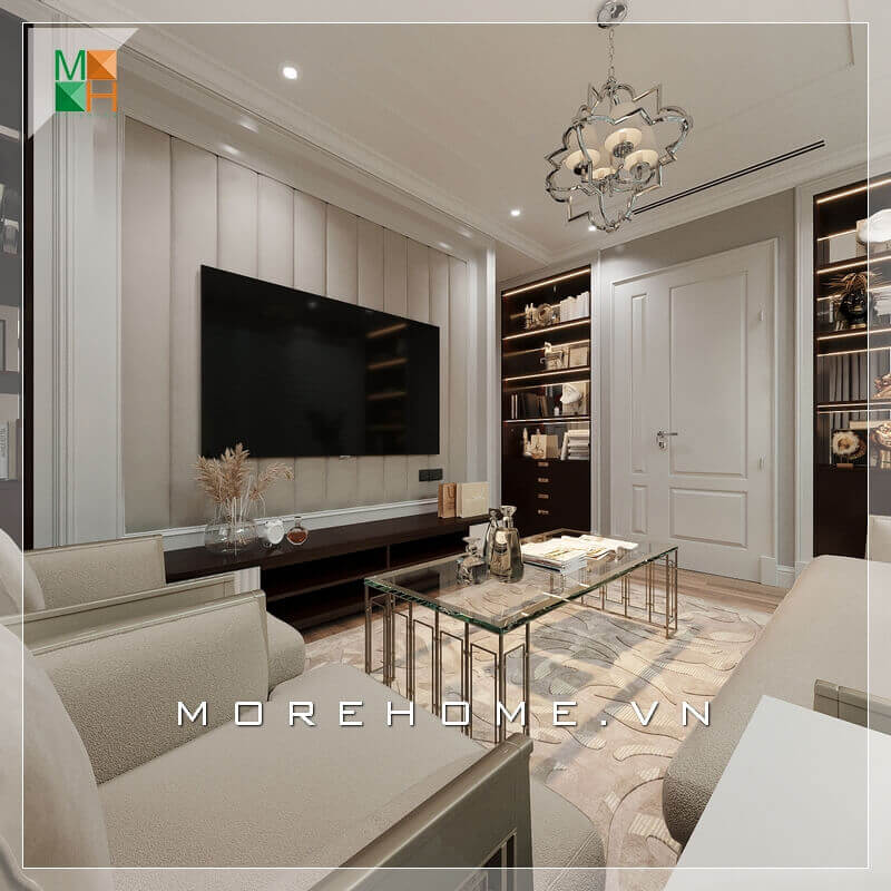 Giới thiệu mẫu sofa phòng khách đẹp cao cấp bọc nỉ màu kem sữa đẹp kết hợp với chiếc bàn kính sang trọng và đẳng cấp. Thiết kế tường treo TV rất sáng tạo ấn tượng với những chi tiết phào nổi đầy tinh tế. Kệ TV hiện đại cũng là một điểm nhấn giúp căn phòng trở nên đẳng cấp hơn. thiết kế biệt thự