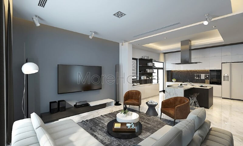 Thiết kế biệt thự cao cấp nhấn hiện đại, nhấn mạnh vào công năng sử dụng gợi cảm giác cơi nới, rộng thoáng hơn cho không gian sinh hoạt của các thành viên trong gia đình thiết kế biệt thự