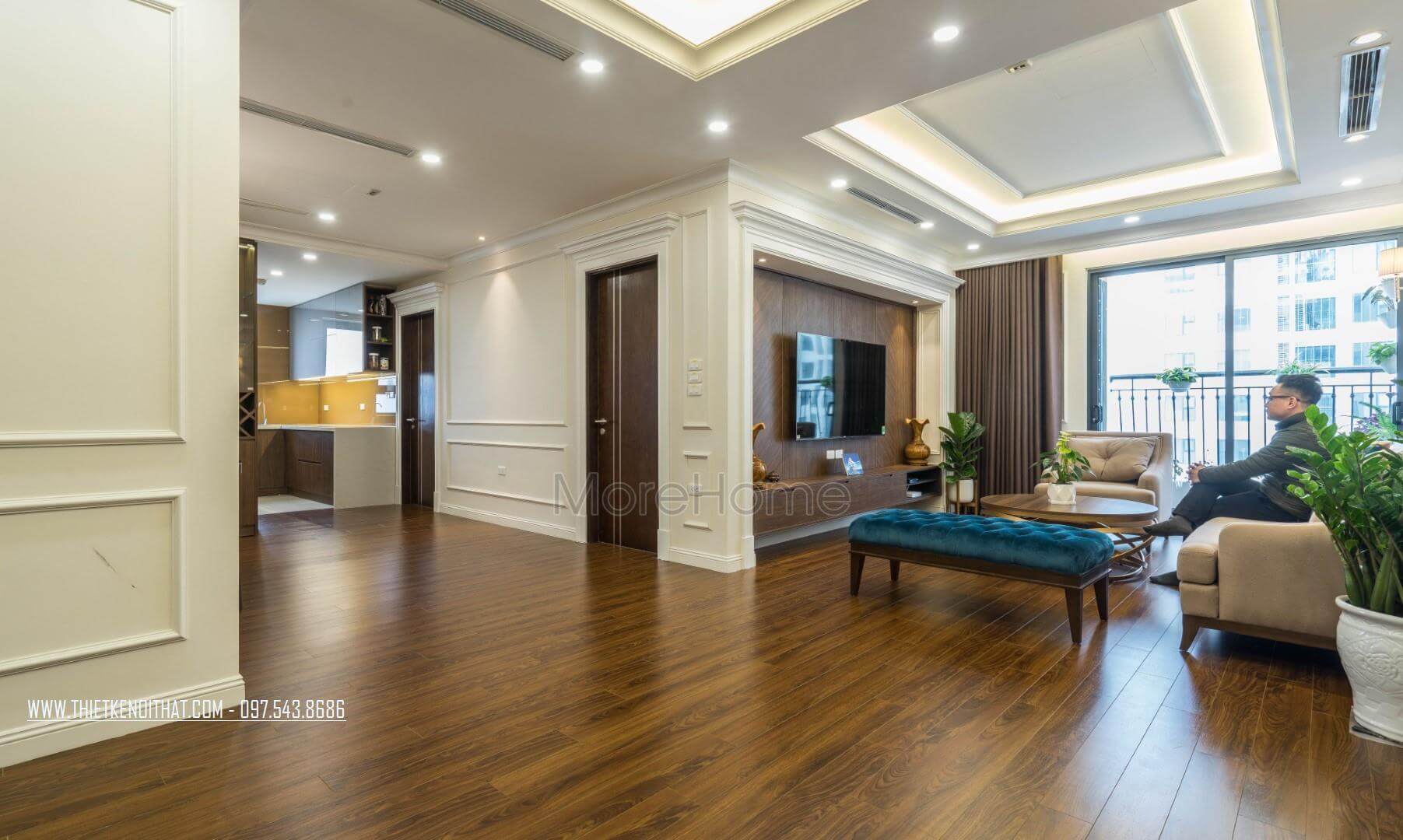 Nâng cấp không gian phòng khách với sàn nhựa giả gỗ sang trọng chung cư An Bình city