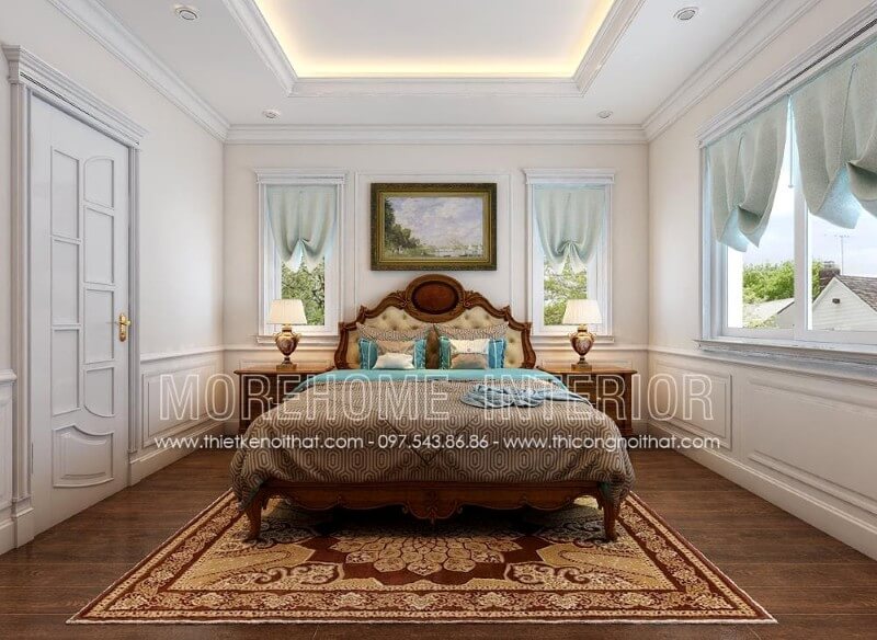 Đây là một trong những mẫu giường ngủ gỗ óc chó kiểu dáng tân cổ điển được khách hàng lựa chọn nhiều năm 2020 Thiết kế nội thất phòng ngủ biệt thự sang trọng, đẳng cấp