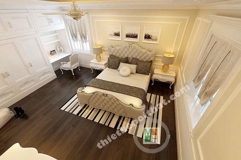 Thiết kế nội thất phòng ngủ tân cổ điển tại biệt thự KĐT Việt Hưng Thiết kế nội thất phòng ngủ biệt thự sang trọng, đẳng cấp