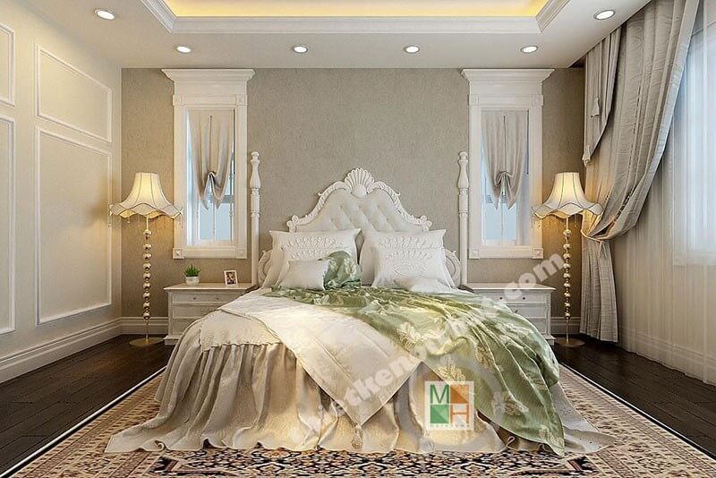 Thiết kế nội thất phòng ngủ tân cổ điển cao cấp sang trọng tại biệt thự KĐT Việt Hưng Thiết kế nội thất phòng ngủ biệt thự sang trọng, đẳng cấp