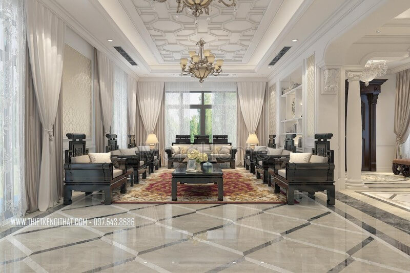 Trang trí nội thất phòng khách biệt thự cao cấp ấn tượng Thiết kế nội thất biệt thự đẹp, sang trọng
