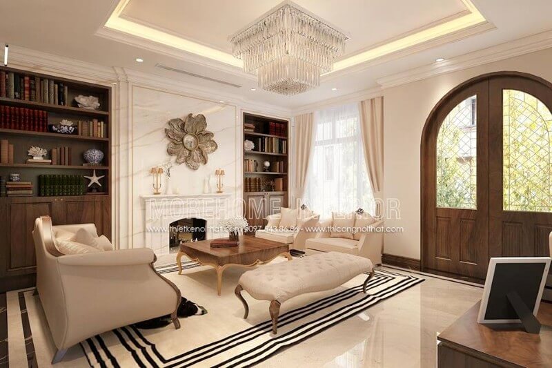 Trang trí nội thất phòng khách biệt thự cao cấp phong cách tân cổ điển sang trọng Thiết kế nội thất biệt thự đẹp, sang trọng