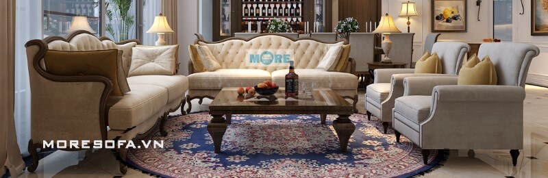 Sofa Tân cổ điển luôn là lựa chọn hàng đầu cho các phòng khách chung cư, biệt thự rộng Mẫu nội thất biệt thự tân cổ điển đẹp