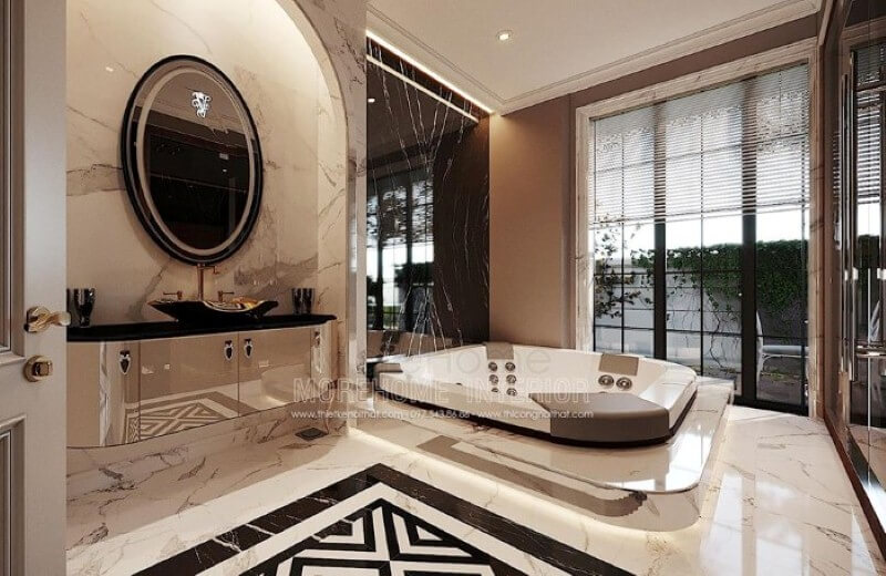 Trang trí nội thất phòng tắm đẹp sang trọng với đồ nội thất cao cấp. thiết kế biệt thự
