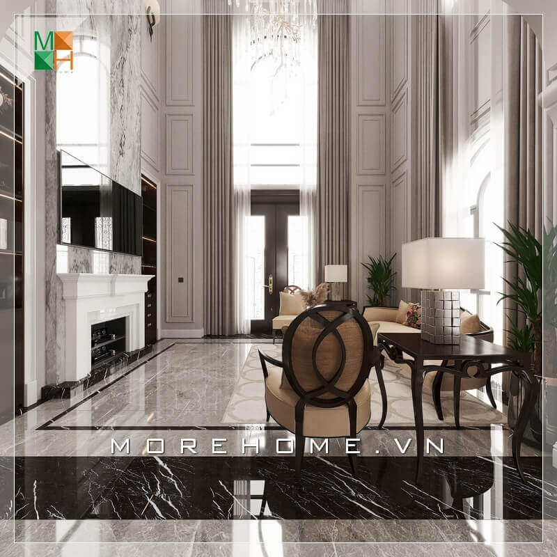 Thiết kế không gian phòng khách đẹp, cao cấp mang phong cách tân cổ điển cho chung cư, nhà phố, biệt thự, căn hộ penthouse. thiết kế biệt thự