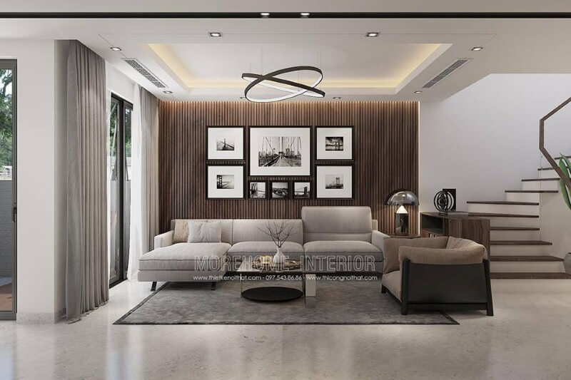 Thiết kế phòng khách mở với ý tưởng tận dụng tối đa nguồn sáng tự nhiên. Thiết kế nội thất phòng khách nhà phố