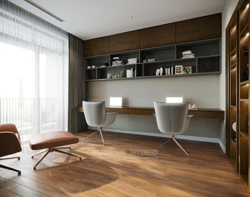 Mẫu kệ trang trí bằng gỗ đẹp ấn tượng với ý tưởng thiết kế theo phong cách hiện đại.