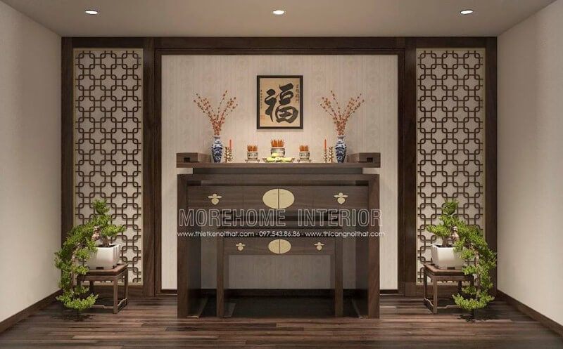 Tủ thờ gỗ tự nhiên cao cấp đẹp, sang trọng cho phòng thờ.