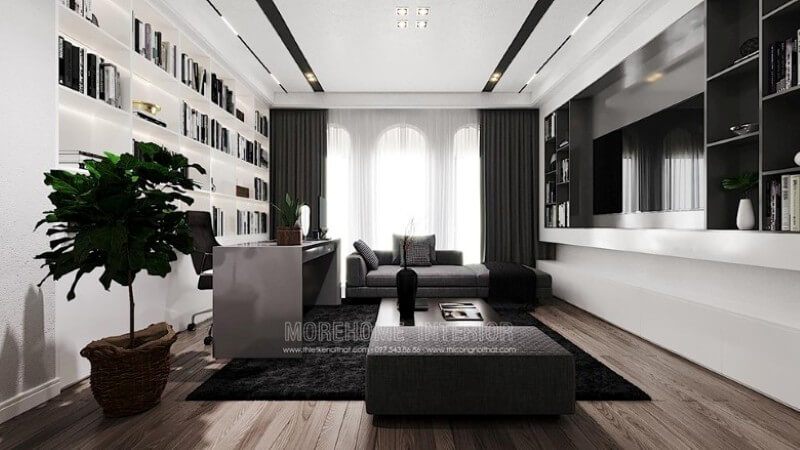 Ghế sofa bọc vải cao cấp có phong cách hiện đại sẽ làm nên đẹp cho phòng làm việc tại nhà của bạn.