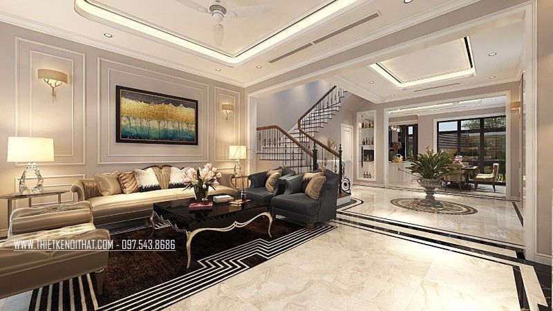 Thiết kế nội thất biệt thự tân cổ điển Thiết kế nội thất biệt thự tân cổ điển