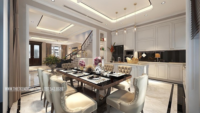 Thiết kế nội thất biệt thự tân cổ điển Thiết kế nội thất biệt thự tân cổ điển