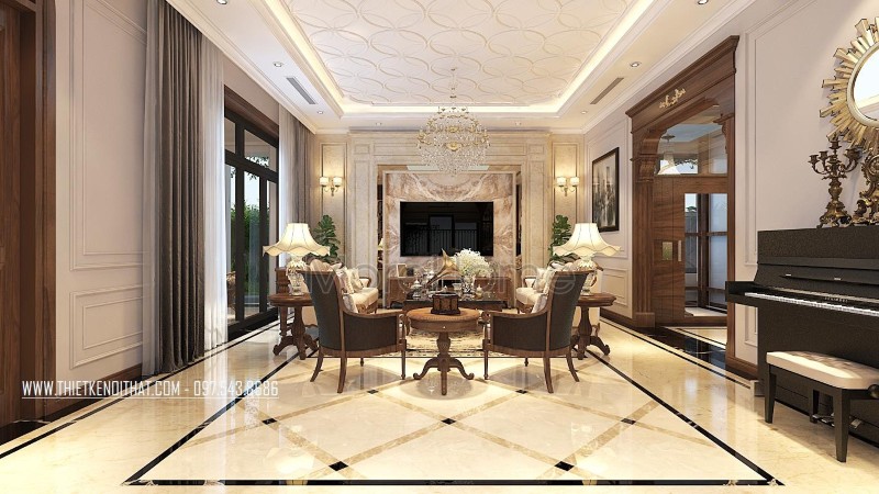 Thiết kế nội thất biệt thự tân cổ điển Thiết kế nội thất biệt thự tân cổ điển